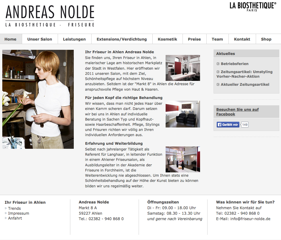Screenshot der Website von Andreas Nolde