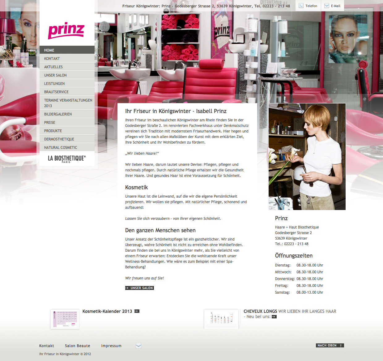 Screenshot der Website von Prinz