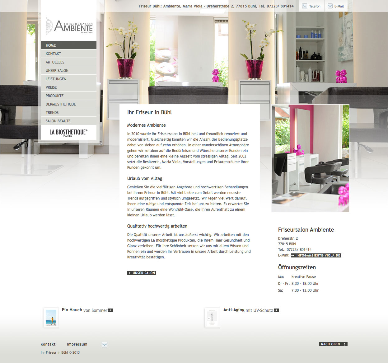 Screenshot der Website von Friseursalon Ambiente