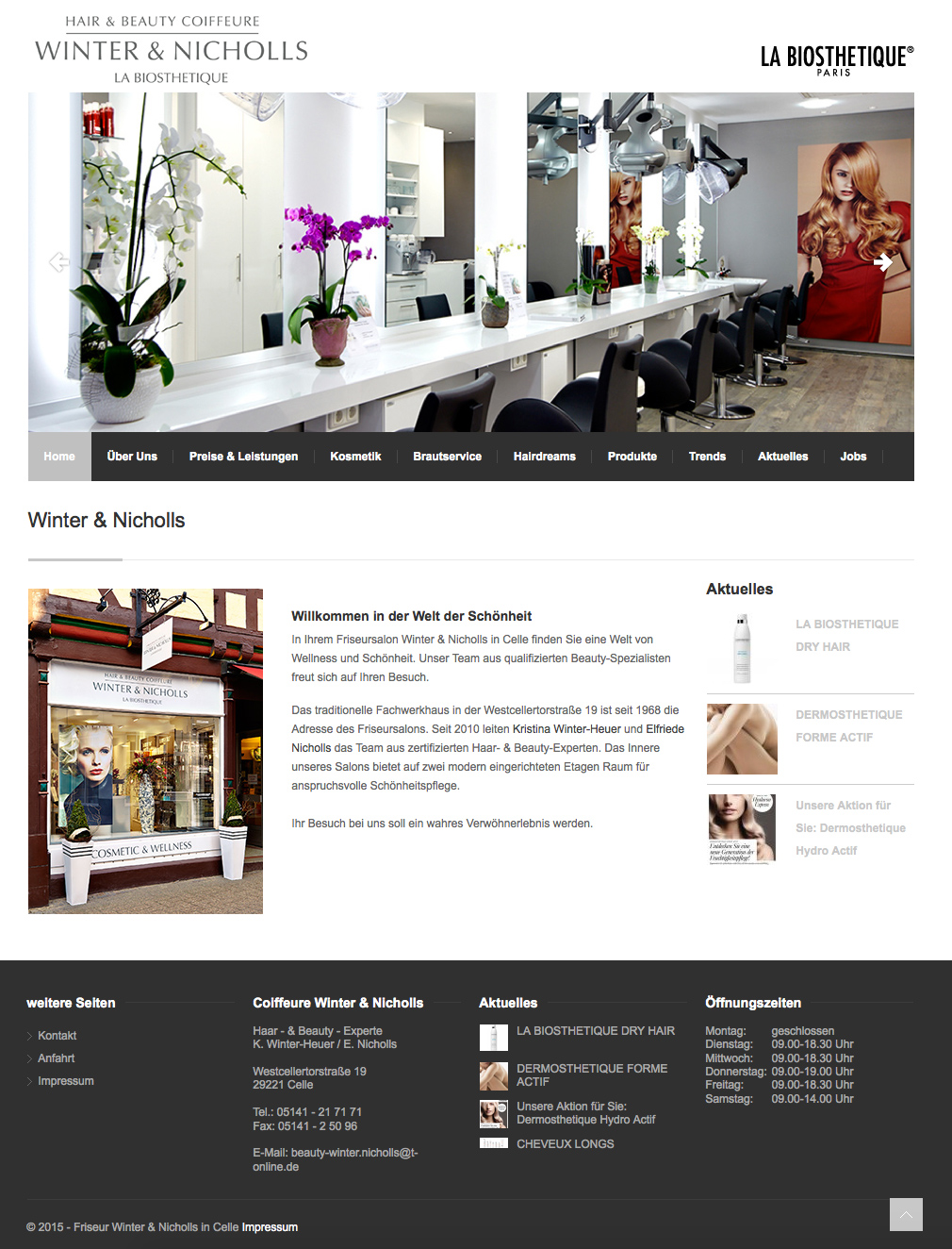 Screenshot der Website von Hair & Beauty Coiffeure Winter & Nicholls