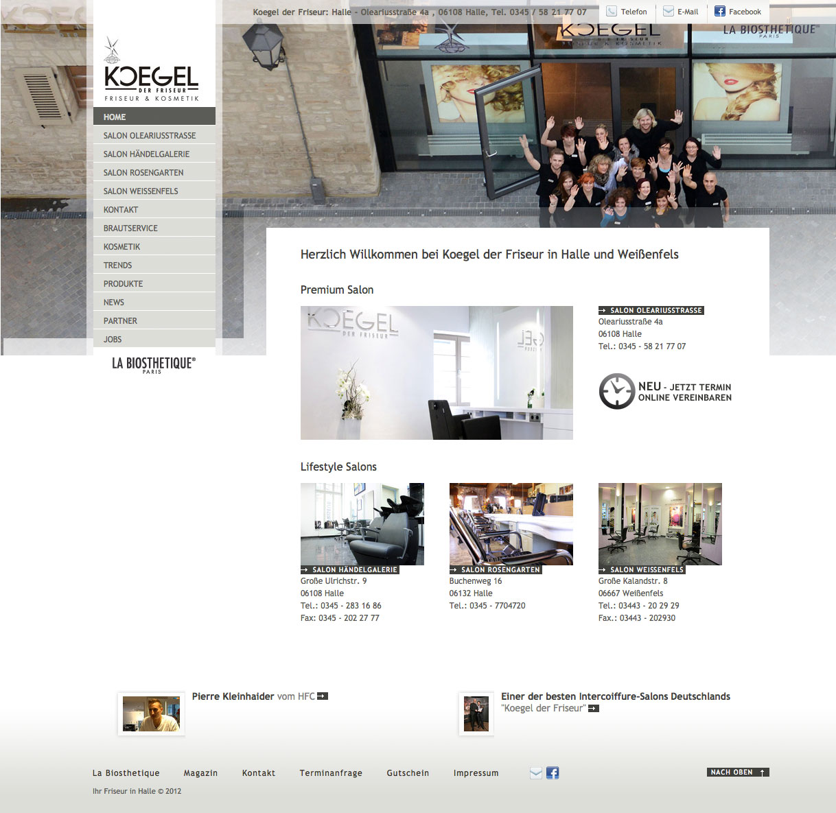Screenshot der Website von Koegel der Friseur