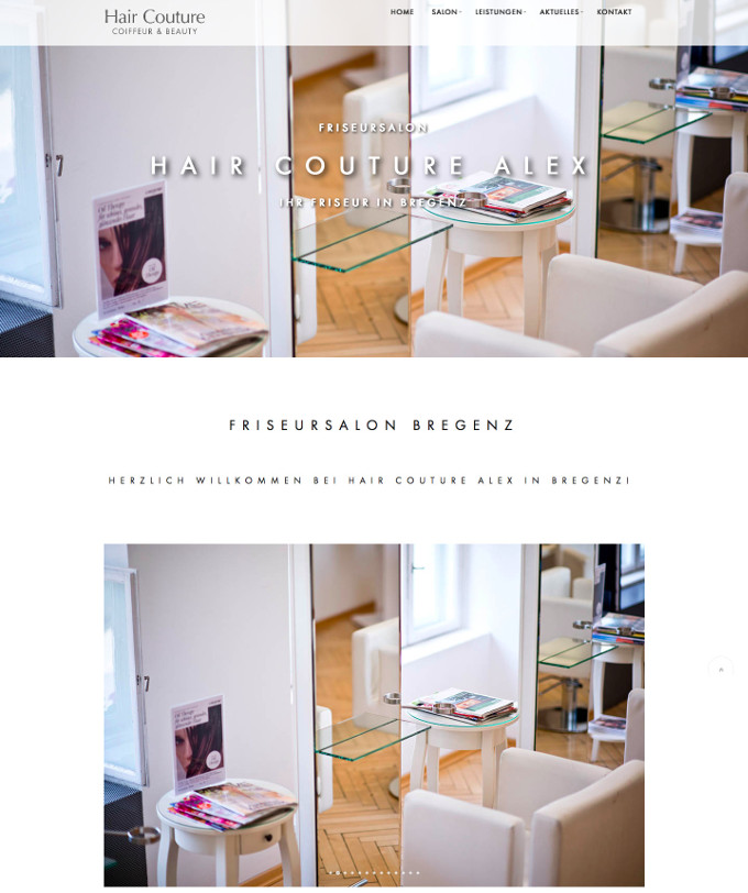 Screenshot der Website von Hair Couture Alex