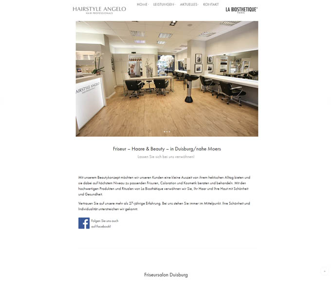 Screenshot der Website von Hairstyle Angelo