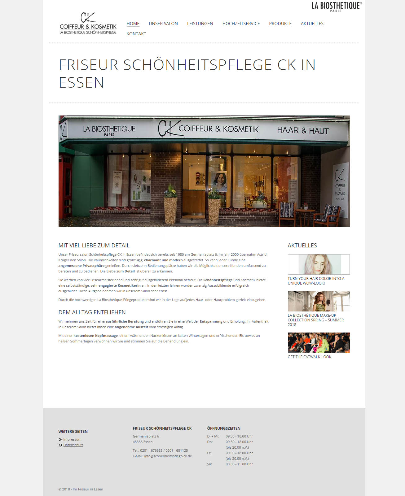 Screenshot der Website von Schönheitspflege CK