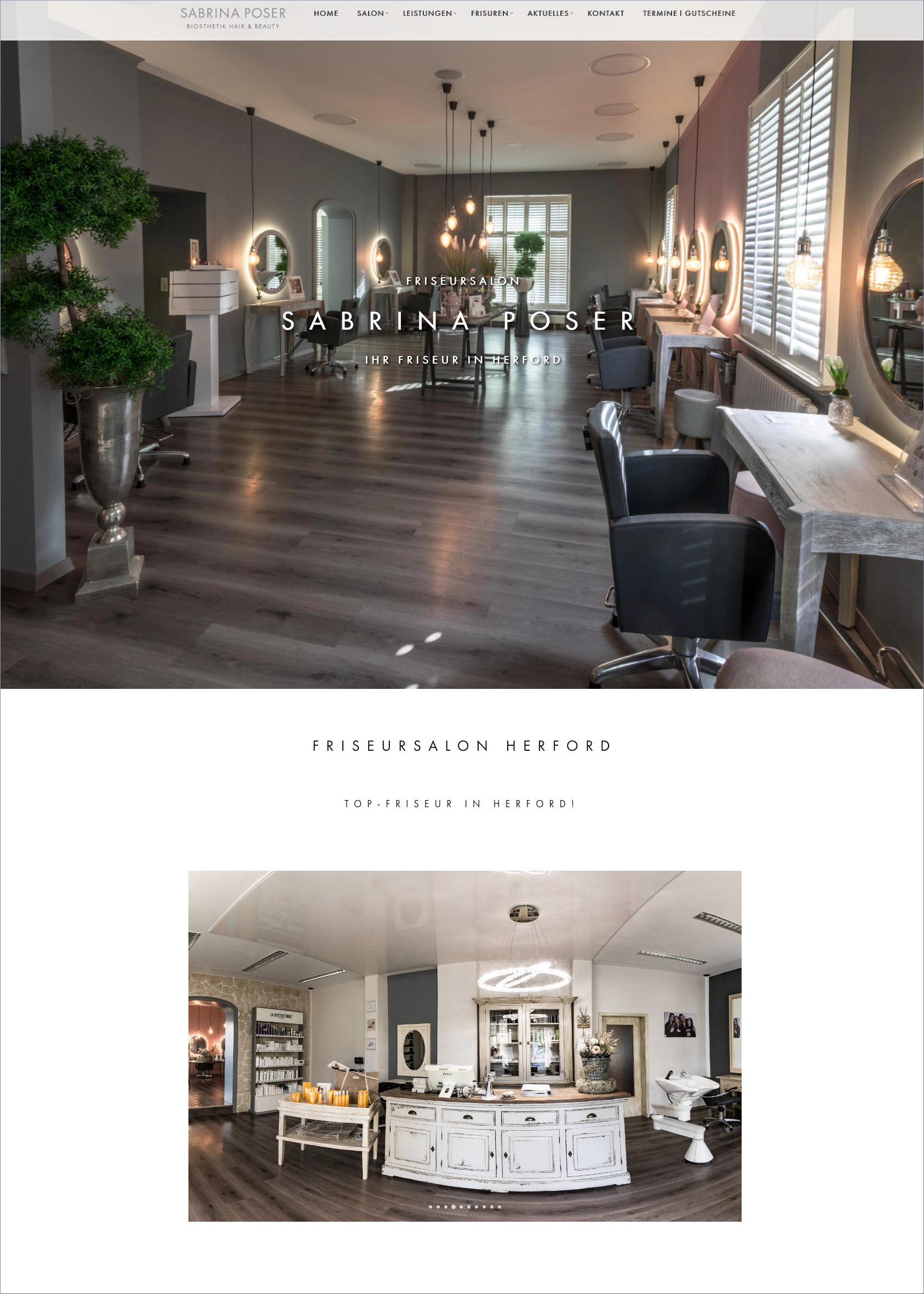 Screenshot der Website von Sabrina Poser | Biosthetik Hair & Beauty
