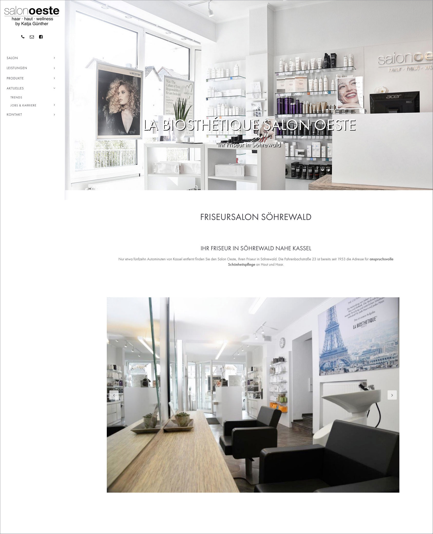 Screenshot der Website von Salon Oeste