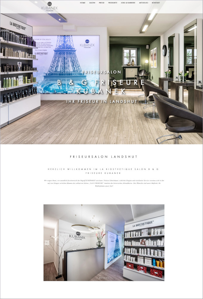 Screenshot der Website von b & G Friseure Kubanek
