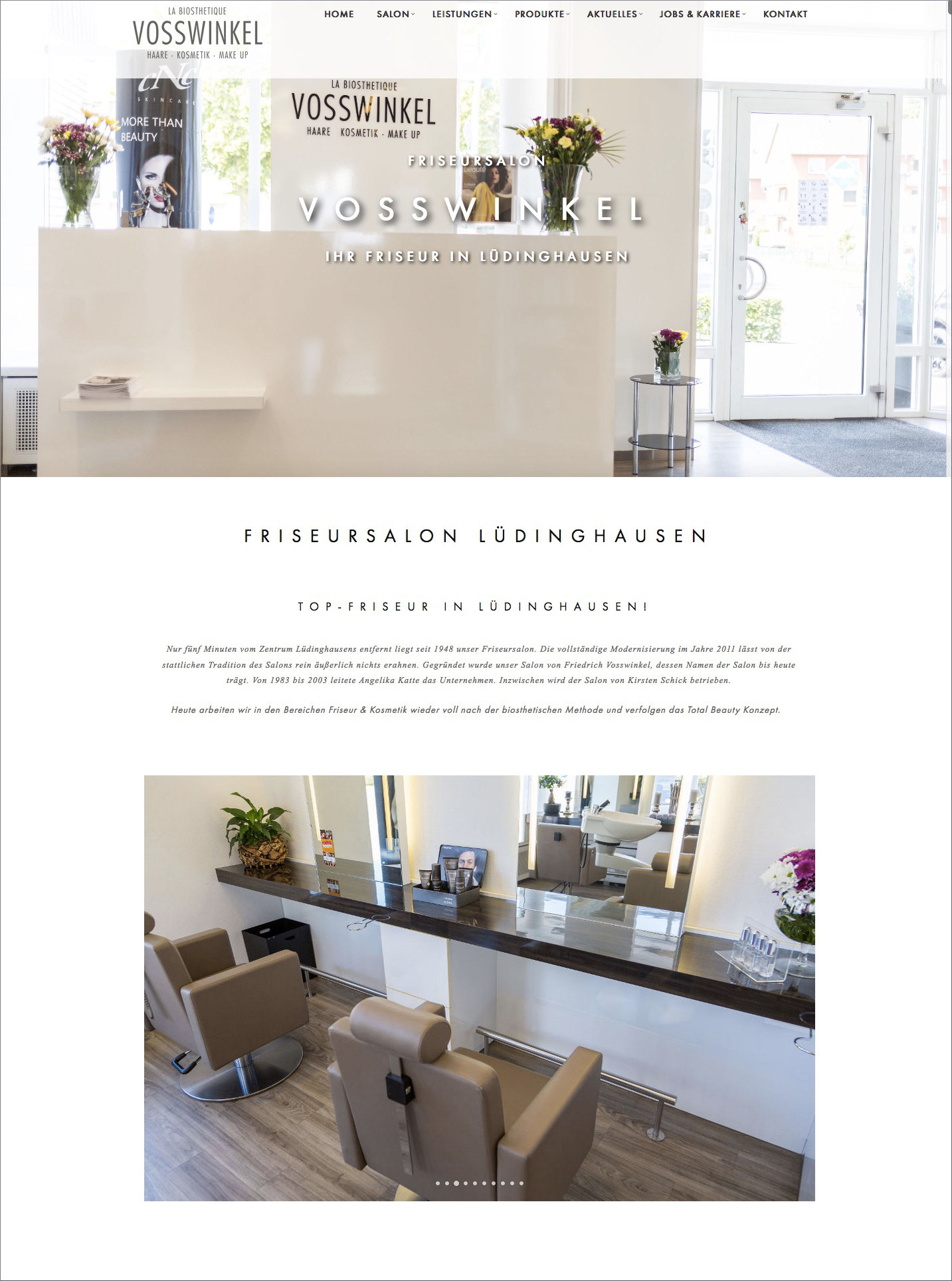 Screenshot der Website von Salon Vosswinkel