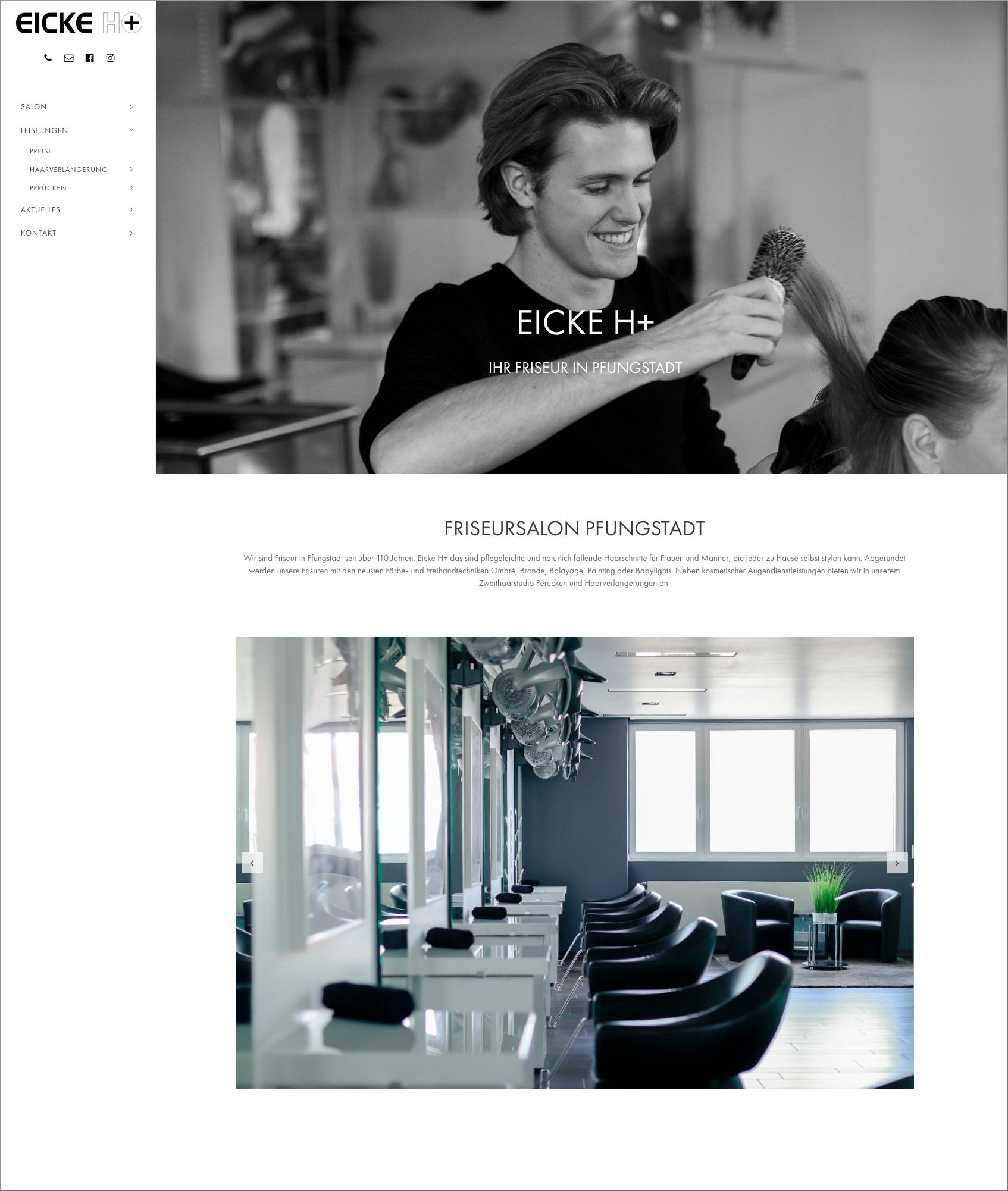 Screenshot der Website von Eicke H+