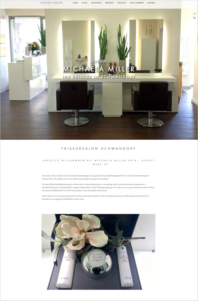 Screenshot der Website von Michaela Miller
