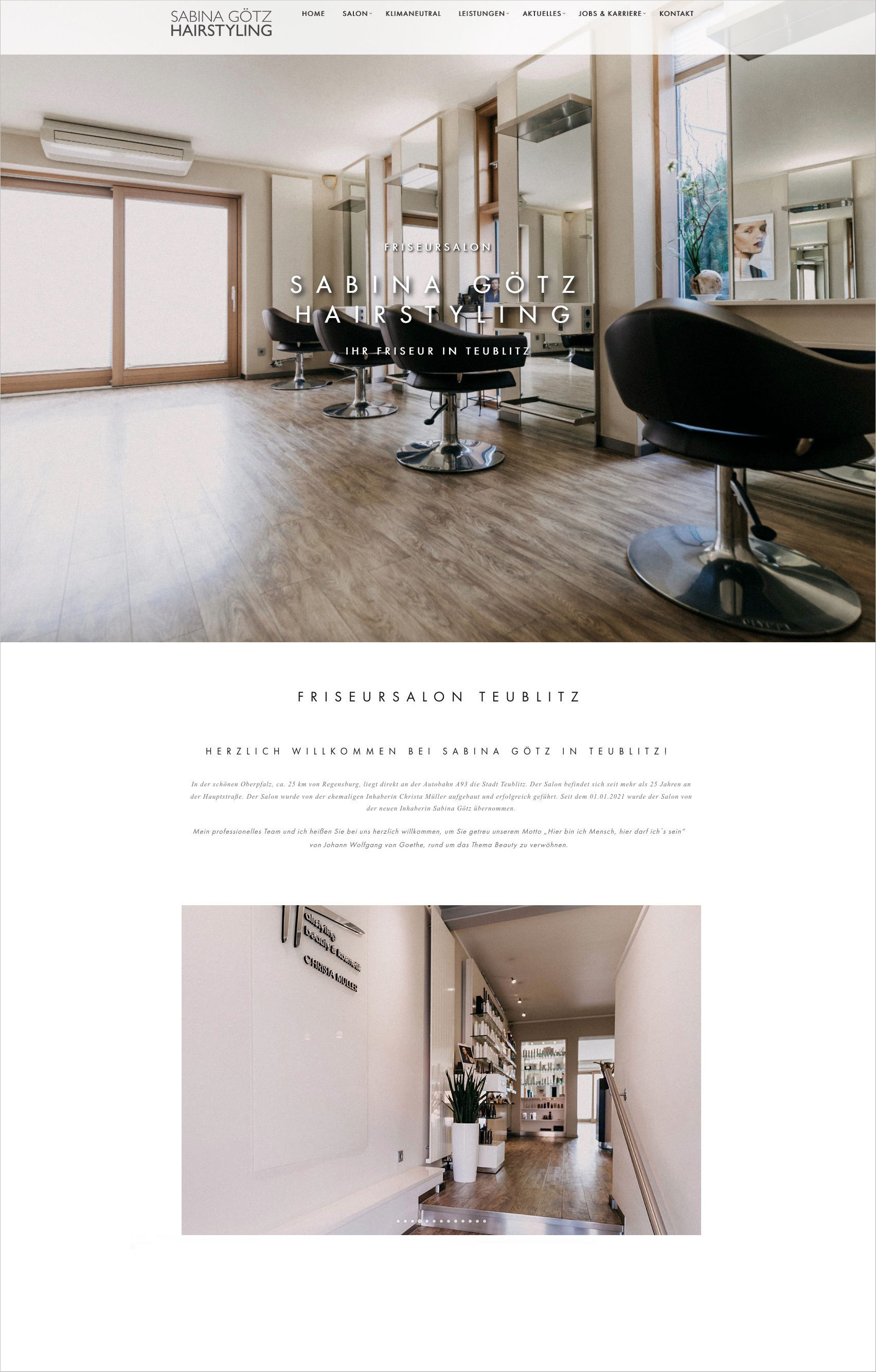 Screenshot der Website von Sabina Götz Hairstyling