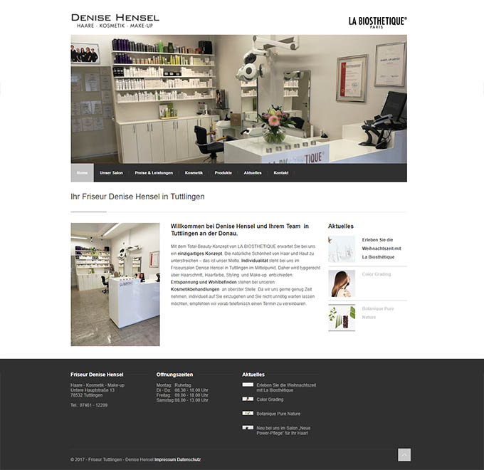 Screenshot der Website von Denise Hensel