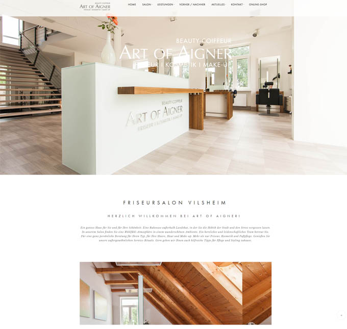 Screenshot der Website von Art of Aigner