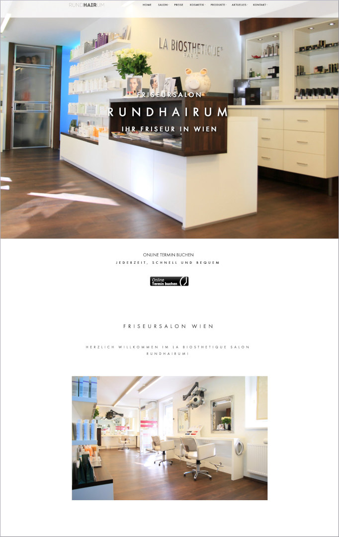 Screenshot der Website von RundHAIRum - Miranda Kamberi Emro
