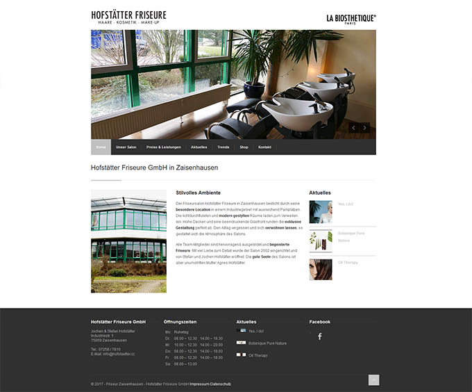 Screenshot der Website von Hofstätter Friseure GmbH
