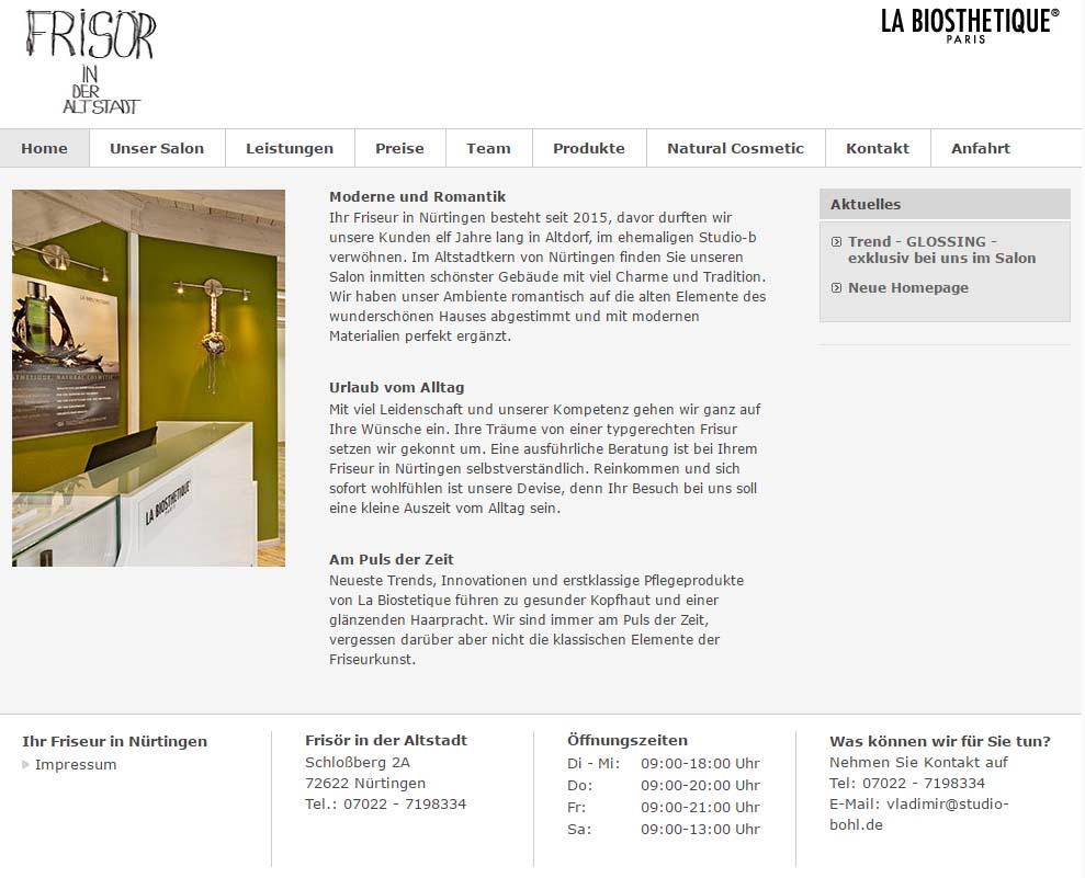 Screenshot der Website von Frisör in der Altstadt