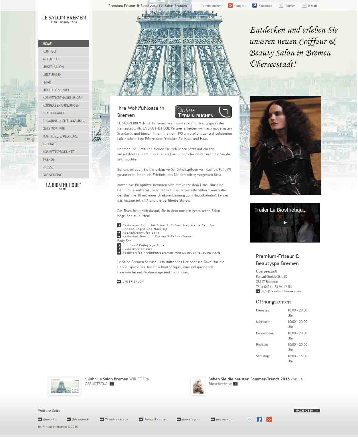 Screenshot der Website von Le Salon Bremen